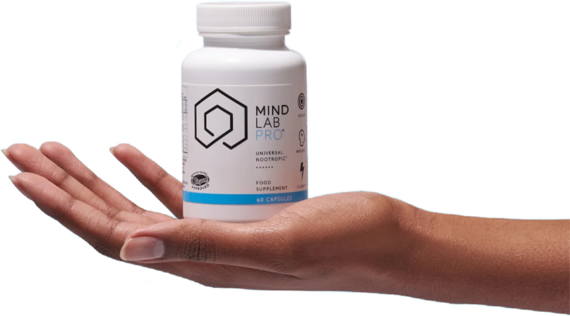 image of a hand holding a Performance Lab® Mind Lab Pro® bottle